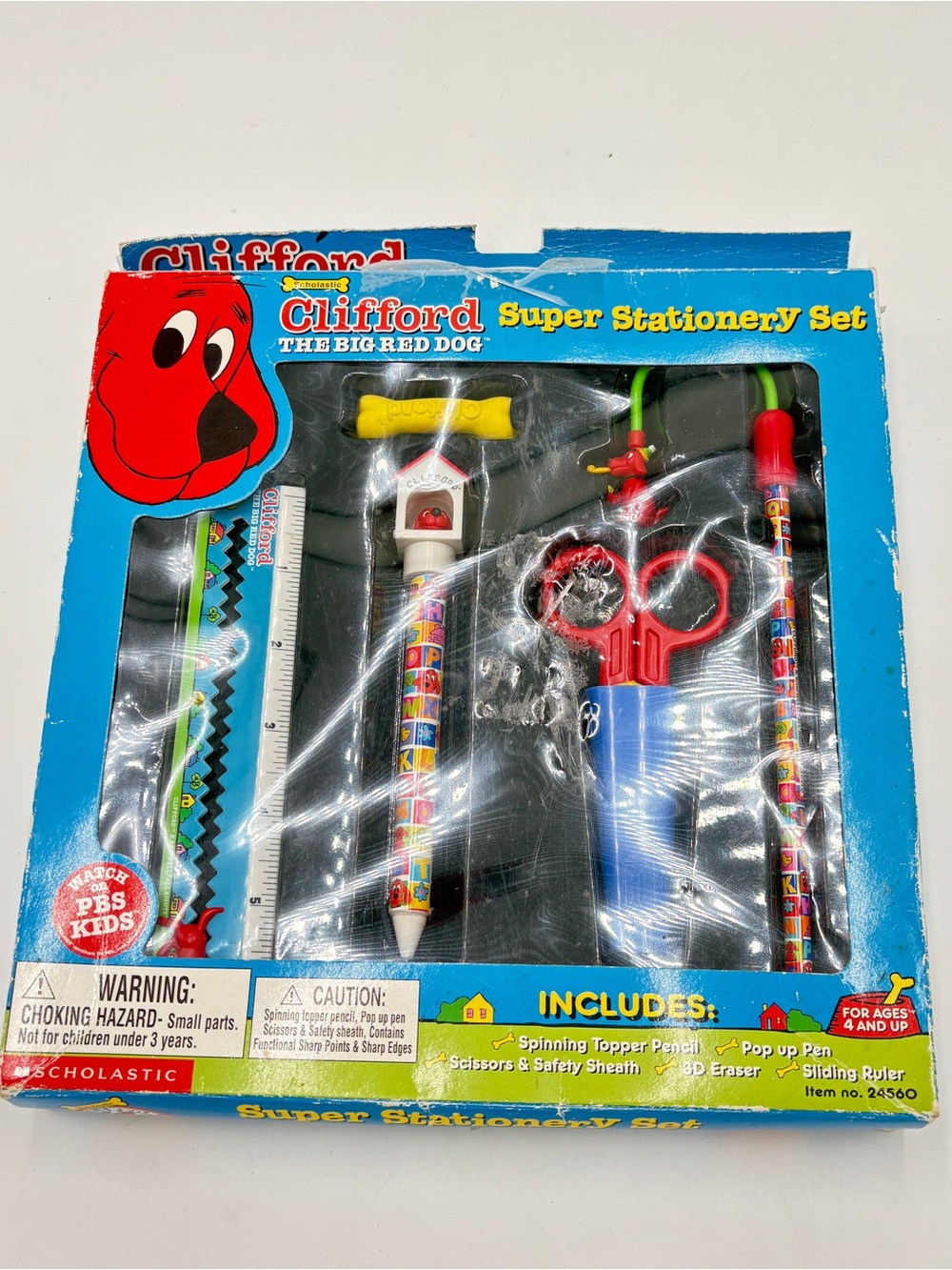 Clifford The Big Red Dog Vintage NOS Scholastic School Stationery Set Pen Ruler